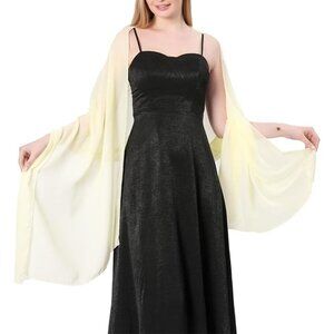 Women Beige Elegant Soft Sheer Chiffon Stole Bride Wedding Shawls and Wraps